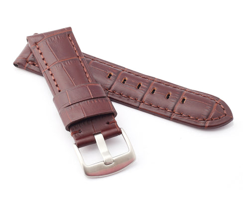 Firenze Alligator embossed Leather Watch Strap for Tang - BROWN / BROWN