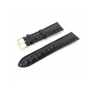Hadley Roma  Crocodile embossed leather black watch Strap 20mm