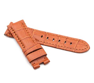 Deployment : Alligator-Embossed Leather Watch Strap LIGHT BROWN