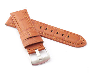 Firenze Alligator embossed Leather Watch Strap for Tang - GOLD BROWN