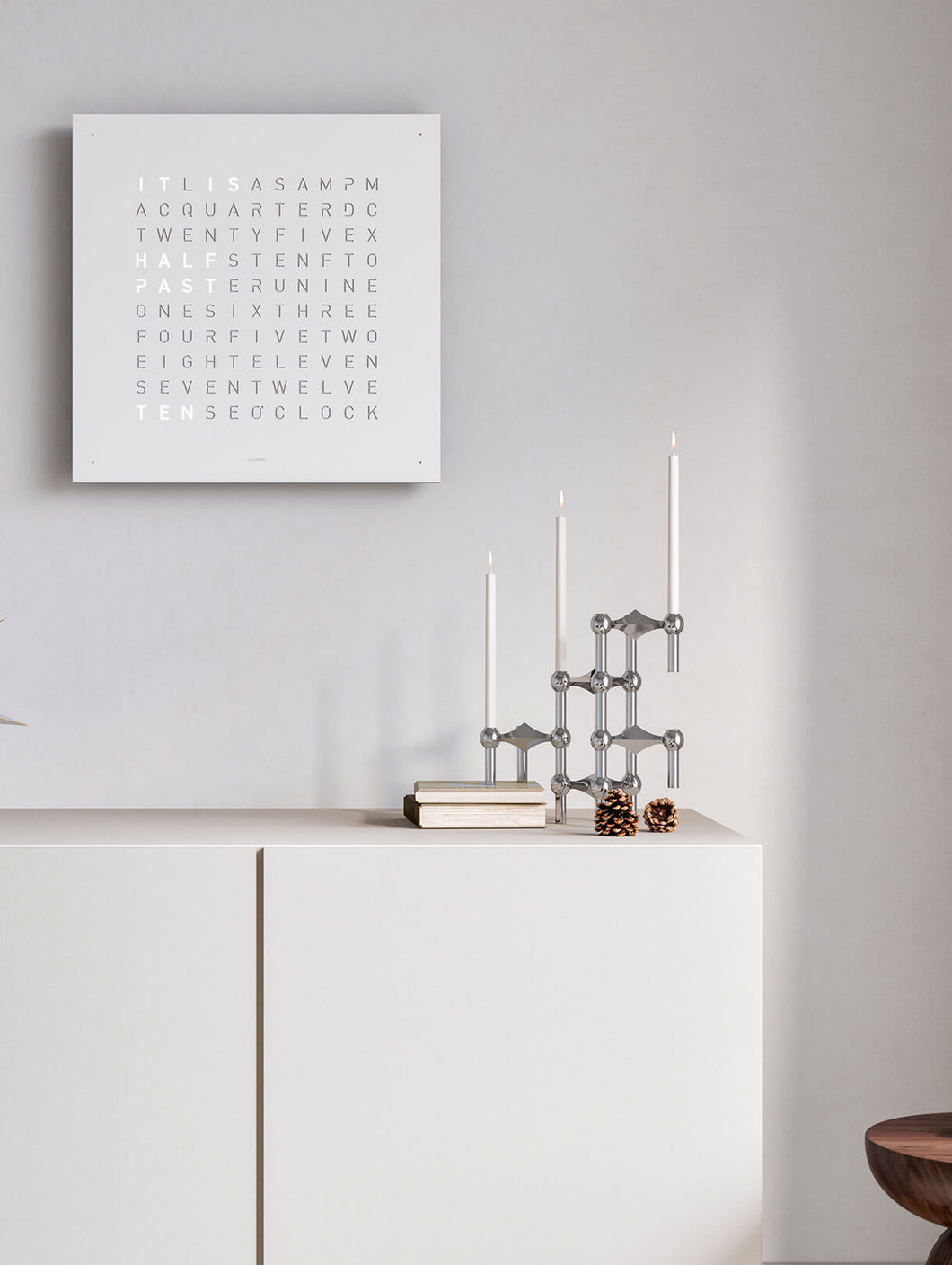 QLOCKTWO EARTH - STEEL SERIES - WHITE PEPPER - Pewter & Black