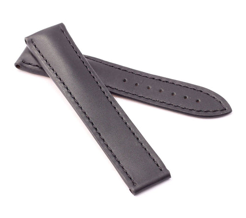 Marino Deployment : Saddle Leather Watch Strap BLACK 22mm