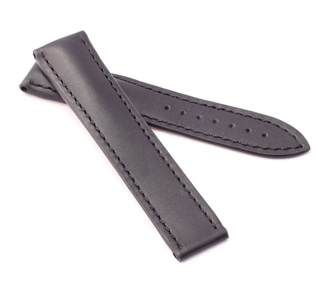 Marino Deployment : Saddle Leather Watch Strap BLACK 20mm 22mm