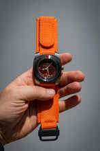 Load image into Gallery viewer, Tactical Hook &amp; Loop Nylon military dive Watch Strap in ORANGE BLACK PVD 24 MM