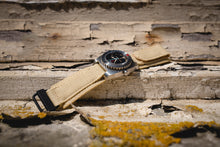 Load image into Gallery viewer, Tactical Hook &amp; Loop Military Dive Style Nylon Watch Strap in KHAKI BEIGE &amp; PVD