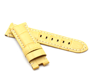 Deployment : Alligator-Embossed Leather Watch Strap YELLOW / WHITE