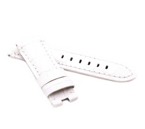 Deployment : Alligator-Embossed Leather Watch Strap WHITE