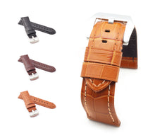 Load image into Gallery viewer, Firenze Alligator embossed Leather Watch Strap for Tang - GOLD BROWN