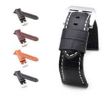 Load image into Gallery viewer, Firenze Alligator embossed Leather Watch Strap for Tang - BLACK / WHITE