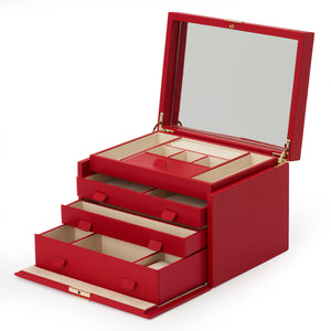 PALERMO Large Jewellery Box - RED - Pewter & Black