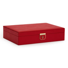 Load image into Gallery viewer, PALERMO Medium Flat Jewellery Box - RED - Pewter &amp; Black