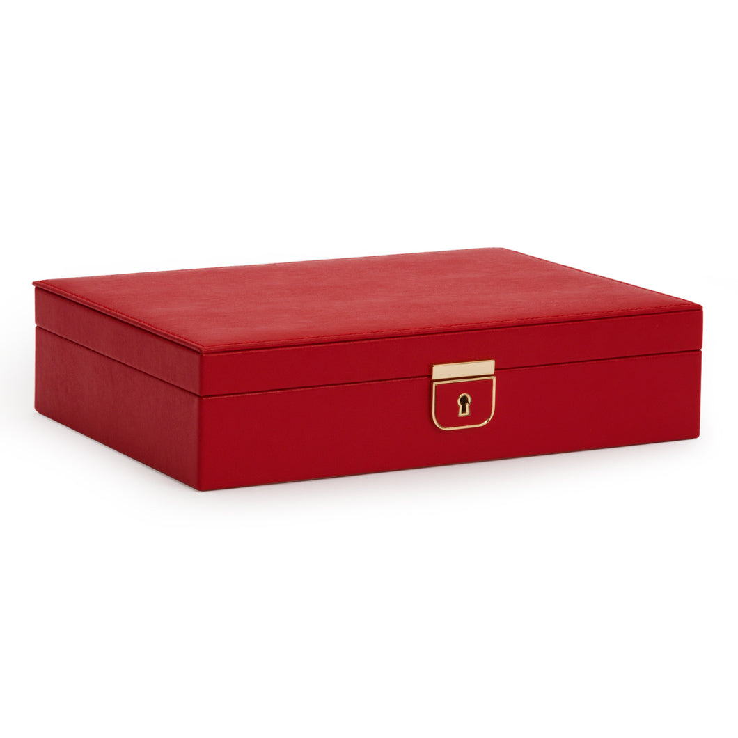 PALERMO Medium Flat Jewellery Box - RED - Pewter & Black