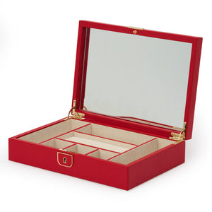PALERMO Medium Flat Jewellery Box - RED - Pewter & Black