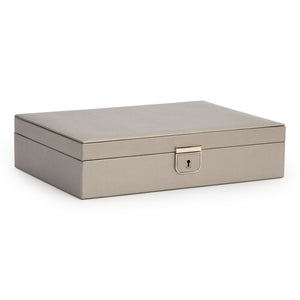 PALERMO Medium Flat Jewellery Box - PEWTER - Pewter & Black