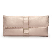 Load image into Gallery viewer, PALERMO Leather Travel Jewellery Roll - ROSE GOLD - Pewter &amp; Black