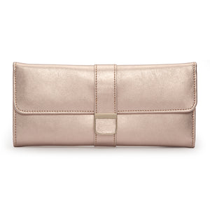 PALERMO Leather Travel Jewellery Roll - ROSE GOLD - Pewter & Black