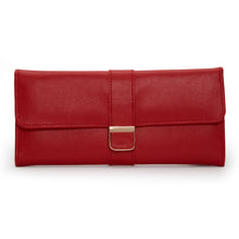 Load image into Gallery viewer, PALERMO Leather Travel Jewellery Roll - RED - Pewter &amp; Black