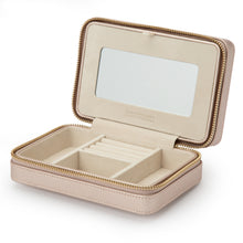 Load image into Gallery viewer, PALERMO Leather Zipped Jewellery Case - ROSE GOLD - Pewter &amp; Black