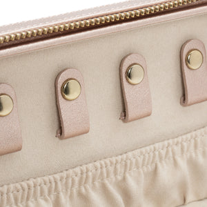 PALERMO Leather Zipped Jewellery Case - ROSE GOLD - Pewter & Black