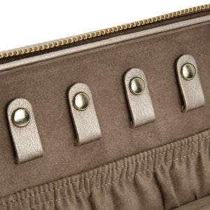 PALERMO Leather Zipped Jewellery Case - PEWTER - Pewter & Black