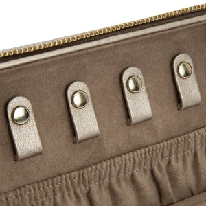 PALERMO Leather Zipped Jewellery Case - PEWTER - Pewter & Black