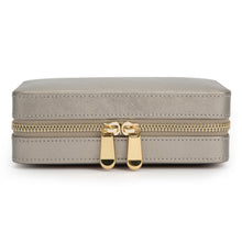 Load image into Gallery viewer, PALERMO Leather Zipped Jewellery Case - PEWTER - Pewter &amp; Black