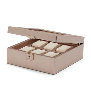 WOLF 1834 PALERMO Six Piece Leather Watch storage Box - ROSE GOLD