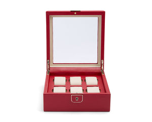 PALERMO Six Piece Watch Box - RED - Pewter & Black