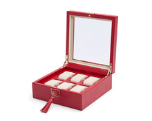 Load image into Gallery viewer, PALERMO Six Piece Watch Box - RED - Pewter &amp; Black