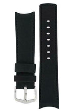 Load image into Gallery viewer, Hirsch MEDICI CURVED ENDED Leather Watch Strap in BLACK/BLACK  18mm - Pewter &amp; Black