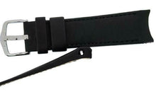 Load image into Gallery viewer, Hirsch MEDICI CURVED ENDED Leather Watch Strap in BLACK/BLACK  18mm - Pewter &amp; Black