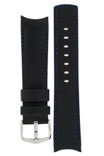 Load image into Gallery viewer, Hirsch MEDICI CURVED ENDED Leather Watch Strap in BLACK/BLUE  18mm - Pewter &amp; Black