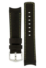 Load image into Gallery viewer, Hirsch MEDICI CURVED ENDED Leather Watch Strap in BLACK/YELLOW  18mm - Pewter &amp; Black