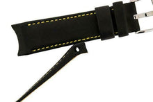 Load image into Gallery viewer, Hirsch MEDICI CURVED ENDED Leather Watch Strap in BLACK/YELLOW  18mm - Pewter &amp; Black