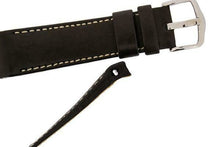 Load image into Gallery viewer, Hirsch MEDICI CURVED ENDED Leather Watch Strap in BROWN. CREAM STITCH 18mm - Pewter &amp; Black