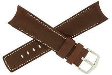 Load image into Gallery viewer, Hirsch MEDICI CURVED ENDED Leather Watch Strap in GOLD BROWN / CREAM 18mm - Pewter &amp; Black