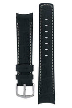 Load image into Gallery viewer, Hirsch PRINCIPAL Curved Alligator grain Leather watch Strap  BLACK WHITE  18MM - Pewter &amp; Black
