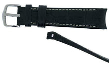 Load image into Gallery viewer, Hirsch PRINCIPAL Curved Alligator grain Leather watch Strap  BLACK WHITE  18MM - Pewter &amp; Black
