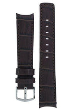 Load image into Gallery viewer, Hirsch LEONARDO PRINCIPAL Curved End Leather watch Strap DARK BROWN18MM - Pewter &amp; Black