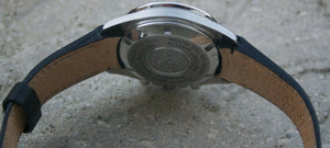 Hirsch LEONARDO PRINCIPAL Curved End Leather watch Strap DARK BROWN18MM - Pewter & Black
