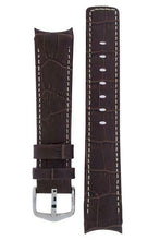 Load image into Gallery viewer, Hirsch LEONARDO PRINCIPAL Curve End Leather watch Strap  BROWN &amp; WHITE 18MM - Pewter &amp; Black