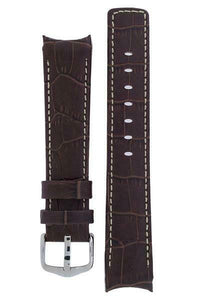 Hirsch LEONARDO PRINCIPAL Curve End Leather watch Strap  BROWN & WHITE 18MM - Pewter & Black