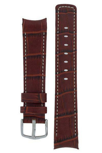 Hirsch PRINCIPAL Curved End Leather watch Strap GOLDEN BROWN & WHITE 18MM - Pewter & Black