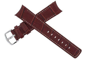 Hirsch PRINCIPAL Curved End Leather watch Strap GOLDEN BROWN & WHITE 18MM - Pewter & Black