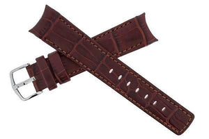 Hirsch PRINCIPAL Curved End Leather watch Strap GOLDEN BROWN 18MM - Pewter & Black