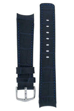 Load image into Gallery viewer, Hirsch leonardo PRINCIPAL Curved Leather Watch Strap ALLIGATOR GRAIN BLUE 18mm - Pewter &amp; Black