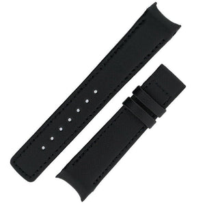 Hirsch HEAVY CALF Curved Ended Deployment Clasp Watch Strap  BLACK 18 mm - Pewter & Black