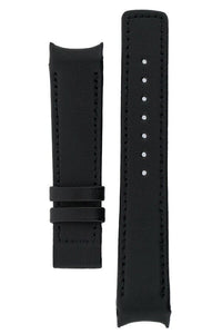 Hirsch HEAVY CALF Curved Ended Deployment Clasp Watch Strap  BLACK 18 mm - Pewter & Black