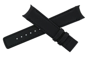 Hirsch HEAVY CALF Curved Ended Deployment Clasp Watch Strap  BLACK 18 mm - Pewter & Black