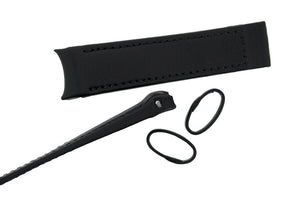 Hirsch HEAVY CALF Curved Ended Deployment Clasp Watch Strap  BLACK 18 mm - Pewter & Black